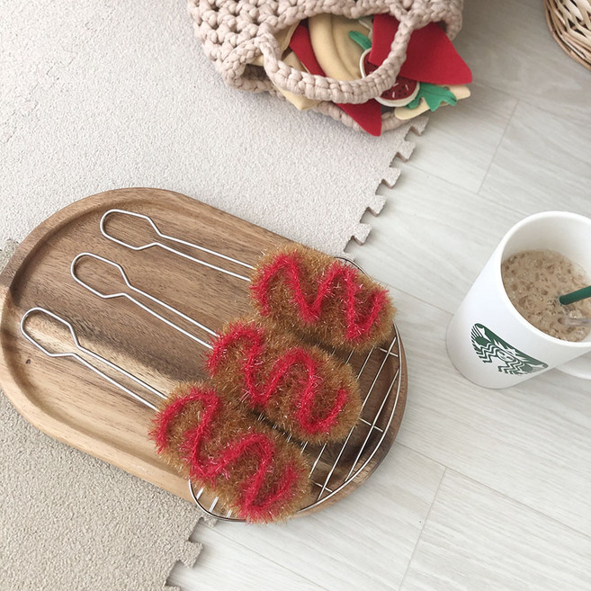 핸드메이드) 핫도그 병솔 수세미 (용이네잡화점), 핫도그병솔수세미, 1개