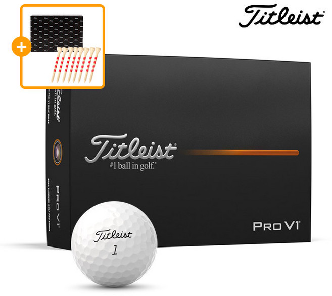 타이틀리스트 2025 Pro V1 3피스 선물포장세트 아쿠쉬네트 코리아 정품, 화이트 선물포장+골프티 세트, 12개입, 1개