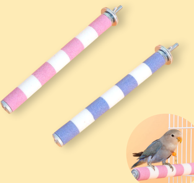 르브아 앵무새 발톱갈이 횃대 세트 세라믹 스톤, 1세트, 핑크블루