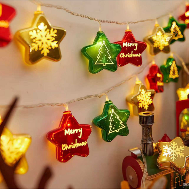 루이스 크리스마스 LED조명 장식소품 줄전구 3종세트 건전지용 DGGTEE-1, 1개, 별형