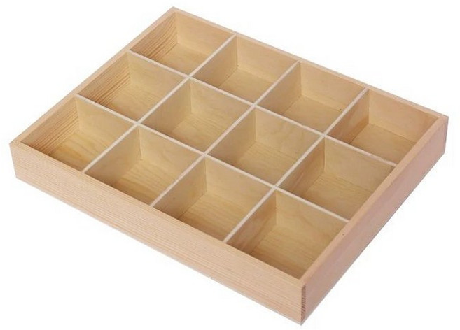 원목 칸칸이 12칸 우드 칸막이보관함 트레이 정리함 소품 리모컨 통나무색상 나무 다용도, 1개, 12칸 내추럴 우드