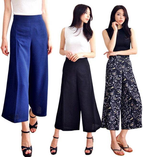 비욘 여성 쉬폰 와이드 밴딩 팬츠 / 시원한 8부 데일리팬츠 / 3컬러 빅사이즈 / BUEHN