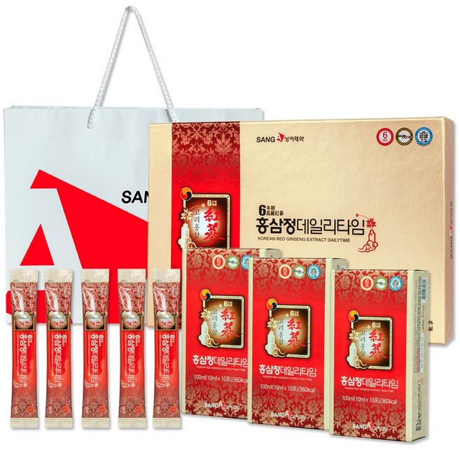 상아제약 6년근 고려 홍삼정 데일리타임 + 쇼핑백, 300ml, 3개