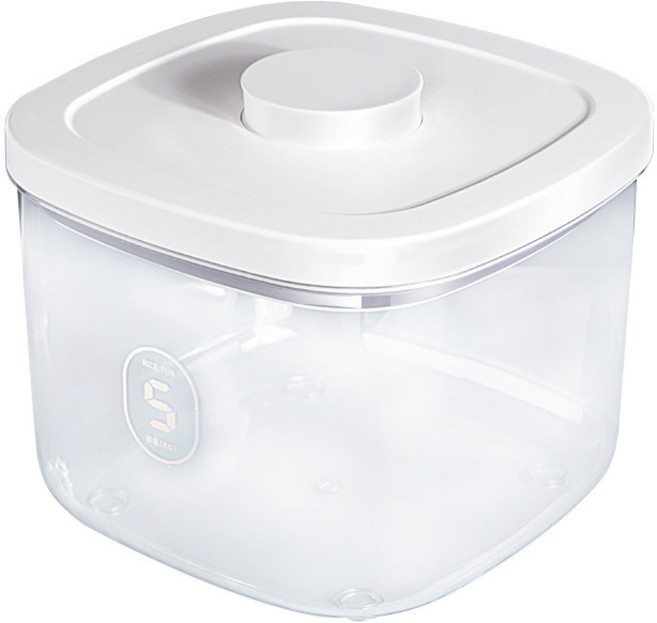 寵物飼料儲存桶 密封防潮 附量匙 透明可視 大容量, 白色, 1個