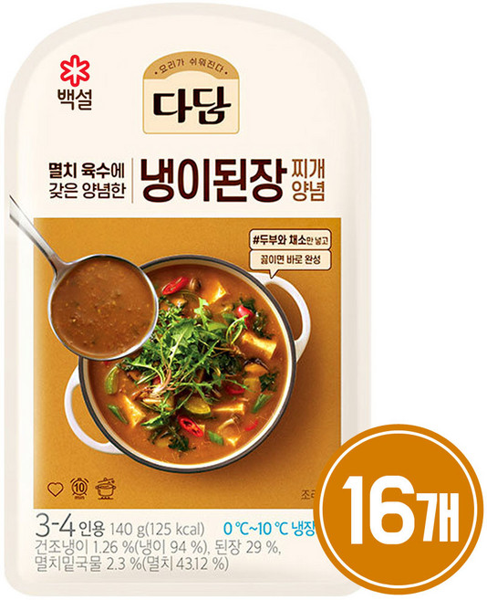 백설 다담 냉이된장 찌개양념, 140g, 16개
