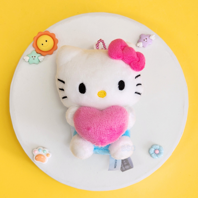 BSC 산리오 미니 하트 인형 가방장식 키링 열쇠고리 키홀더 캐릭터인형 가방고리, 1개, 6.헬로키티 미니하트, 8cm