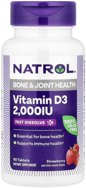 Natrol 비타민D3 딸기 2000IU 90정 - 쿠팡