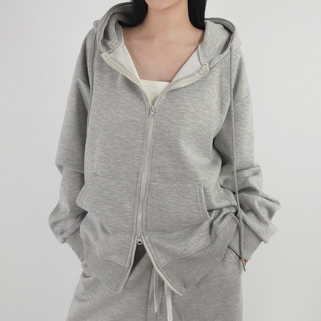 센시즌 에아 남녀공용 투웨이 면혼방 오버핏 사계절 후드집업