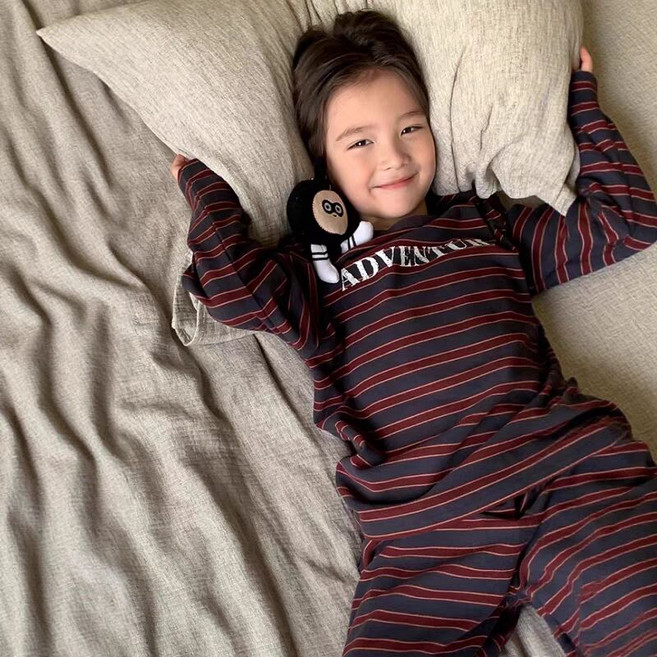 팝키즈 남아 어린이 주니어 스트라이프 실내복 상하세트