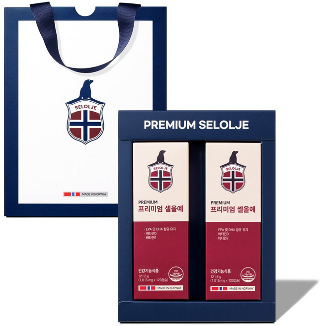 [선물용] 노르웨이 물개 오메가3-프리미엄 셀올예 2개 (4개월) 추석 명절 부모님 상견례 VIP 선물 세트, 1개, 240정