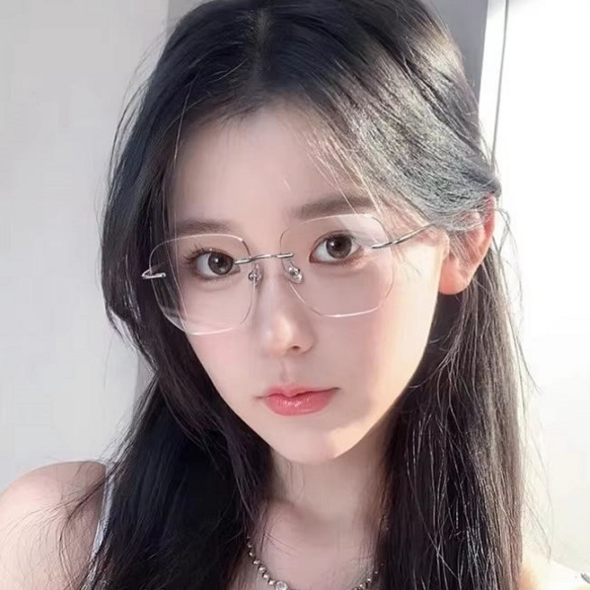 EYES ONE 블루 라이트 차단 렌즈 장착 긱시크 다각형 무테안경 무태 안경 남자 여자 안경테
