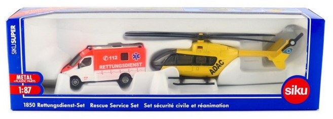 독일 합금 모델 1:87 메르세데스 벤츠 구급차 헬리콥터 세트 완구, Siku 1850, 1개