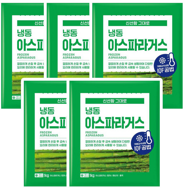 대상유통 냉동 아스파라거스, 1kg, 5개