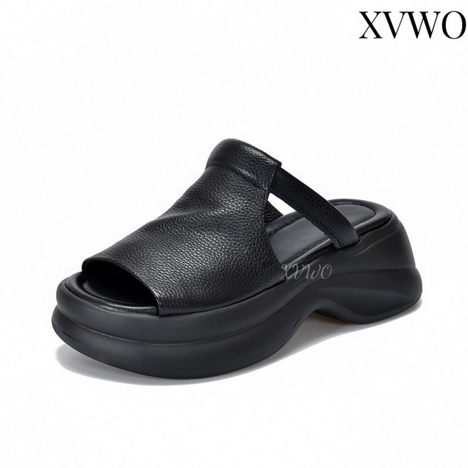 XVWO 여성 플랫폼 통굽 슬리퍼 어글리 샌들 오픈토 쿠션 편안한 여름 데일리 캐주얼 실내외 겸용 슬리퍼