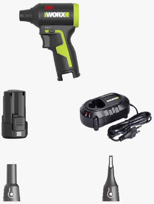 웍스 12V 충전식 무선 더스트건 먼지제거 공기주입 겸용 송풍기 WU094 풀세트, 1개