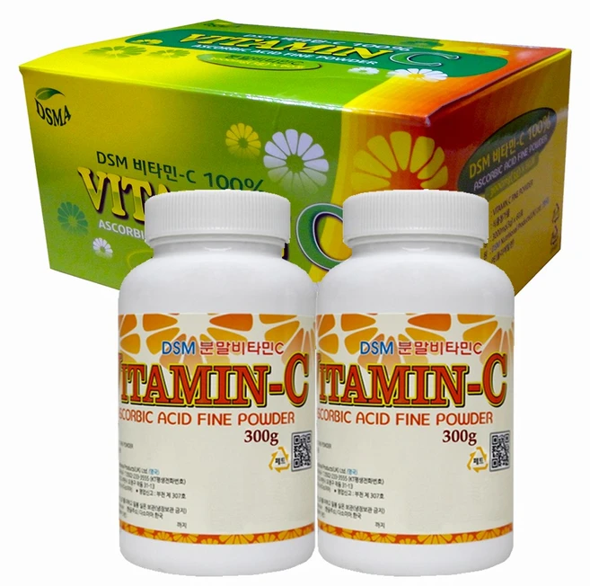 영국산 DSM 분말비타민C 300g 2통 플러스 3000mg 60포 1박스, PE통 300g 2통 + 3g 60포, 2개 - 쿠팡