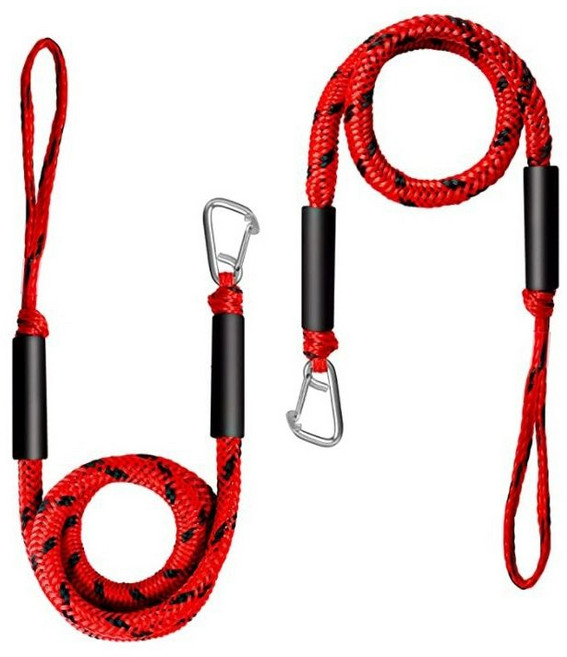 레저보트제트스키계류로프 후크탄성로프 간편하게낚시배요트정박줄, 1.83m 빨간색 2개 단후크