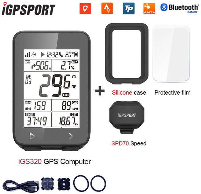 IGPSPORT IGS320 자전거 컴퓨터 GPS 글로벌 오프라인지도 사이클링 주행 거리계 IGS 320 지원 전자 변속 스마트 트레이너, [05] igs320 SPD70, 1개