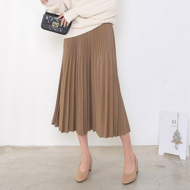 헤이올리 울루킹스판 더블 플리츠 스커트