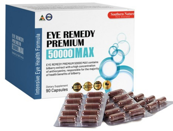 Southern Nature 뉴질랜드 정품 서든네이쳐 아이 레미디 프리미엄 맥스 50000 90캡슐 (빌베리+라이코팬), 90정, 1개
