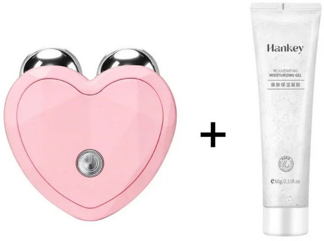 전동페이스롤러 리프팅마사지 뷰티기기 페이스 리프팅 머신 페이셜 마사지 EMSMicrocurrent 롤러 스킨 강화 충전 안티 링클 회춘 뷰티, 04 Pink with Gel, 1개