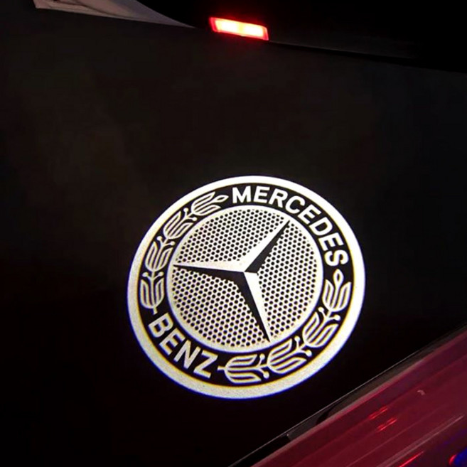 벤츠 8K 무변색 도어라이트 유리석영렌즈 A B C E GLA GLB GLC GLE GLS G바겐 EQA EQB EQC 호환 상품 도어LED 램프 벤츠로고 도어로고, 06-월계수, 1세트