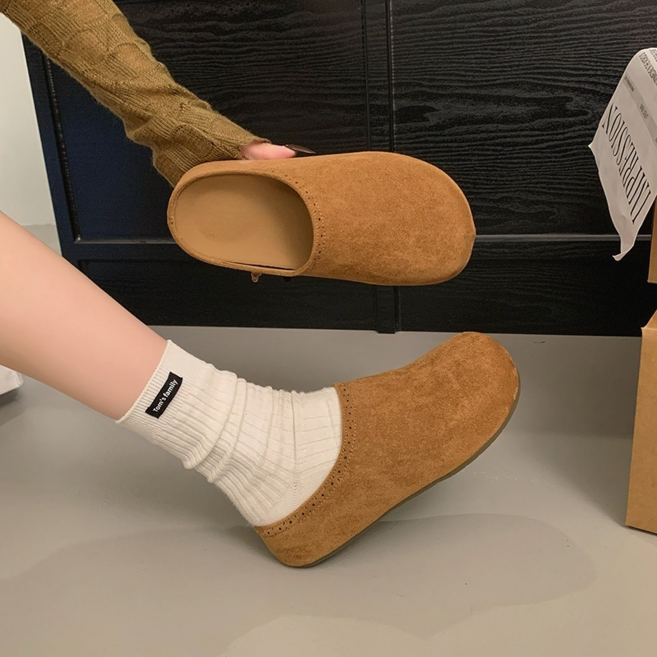 아와유키 내추럴 스웨이드 컴포트 여성 뮬 슬리퍼