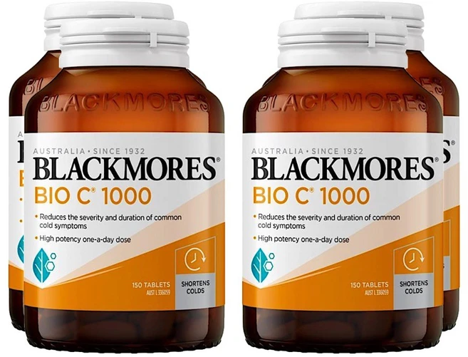 블랙모어스 바이오씨 Bio C 1000mg, 4병, 4개, 150정 - 쿠팡