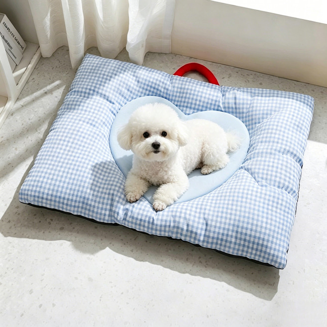 WHH 사계절통용 통기성 휴대용 소형 고양이 강아지 방석, 1개, 블루