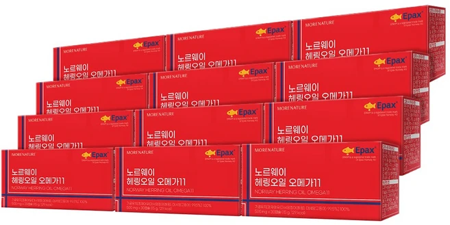 모어네이처 노르웨이 헤링오일 북대서양 북유럽 EPA DHA 오메가11 30캡슐, 12개, 30정 - 쿠팡