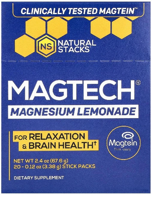 내추럴스택스 마그네슘 200mg MagTech Magnesium 레모네이드 스틱팩 20개, 134 g - 쿠팡