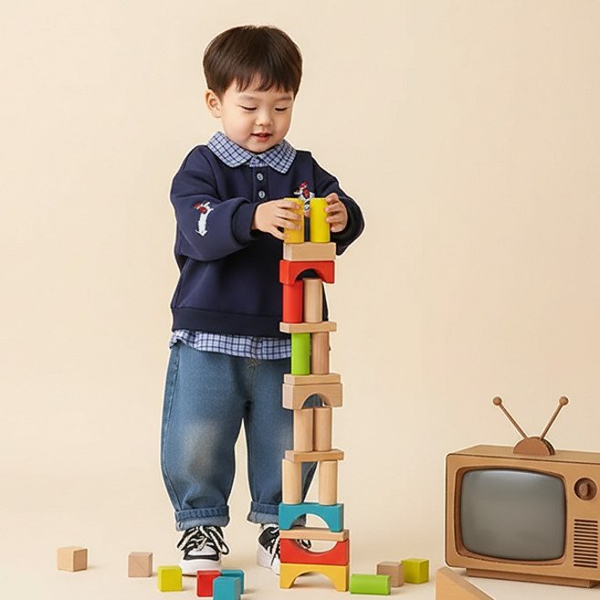 몽실이 체크셔츠 레이어드 상하복 가을 봄 아동 남아용 상하세트 자수 맨투맨 데님팬츠 외출복