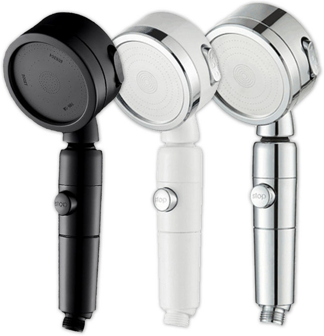 위시앤겟 수압상승 원터치 3단 샤워기 헤드, 1개, 화이트