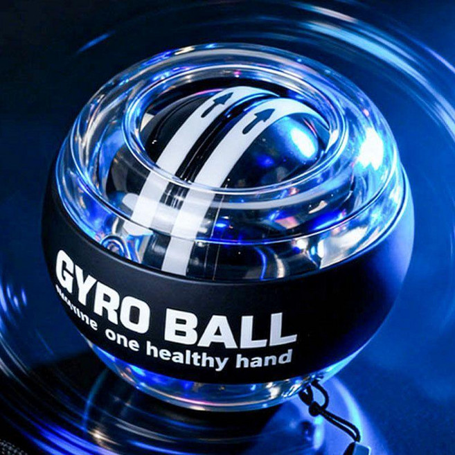 GYRO BALL 腕力球 炫光競速球 握力球 解壓健身球, 1個, 酷黑【無燈】金屬球心,自啓動【送腕繩】