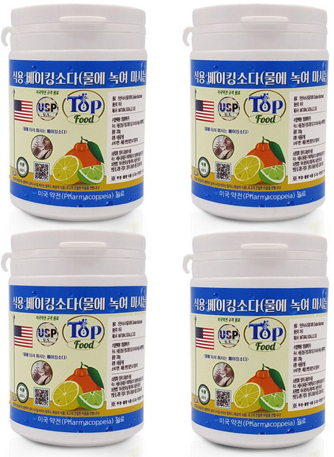 탑푸드(최상의식품) 식용 베이킹소다 200g 4개 미국약전 원료 (USP) 특허청 상표 등록