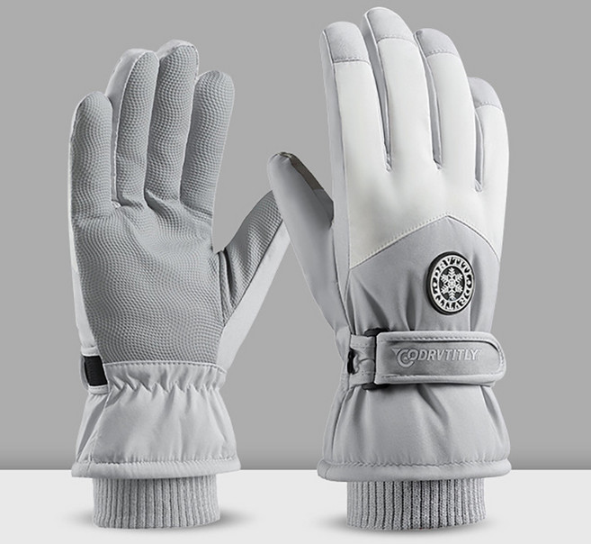 CODRVTITLY 滑雪手套 防寒保暖觸屏手套 防風防水摩托車騎車騎士手套, 【H165】灰色, 1個