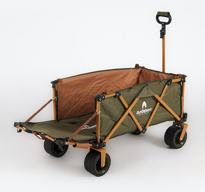판매1위 안델센 V3 울트라 캠핑 웨건(뒷문개방형) 4종 컬러 출시 (광폭타이어 바퀴분리 세척 3단핸들 저소음 견고성 강화), 카키, 1개