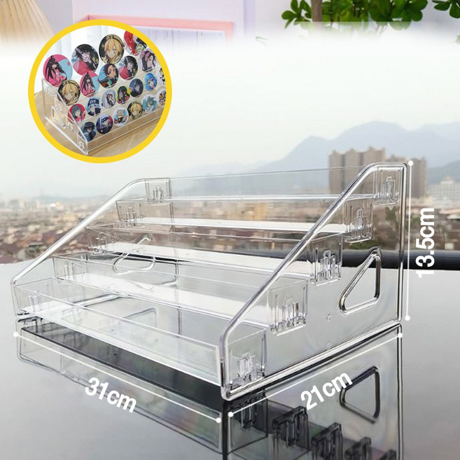 마켓피아 코인 메달 뱃지 피규어 보관함 계단식 아크릴 진열대, 투명, 5세트