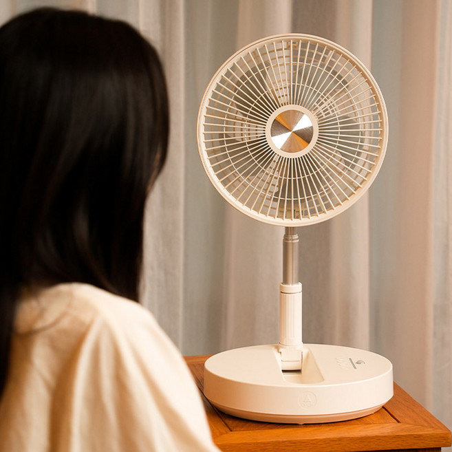 폴더블 무선 충전식 선풍기 C타입 충전 리모컨 저소음 폴딩 팬, P2000-10800mAh