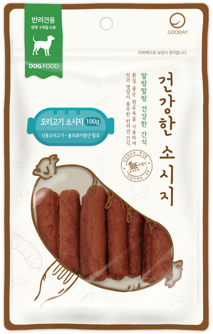 굿데이 건강한 소시지 오리고기 강아지간식 100g 건조간식/육포, 1개