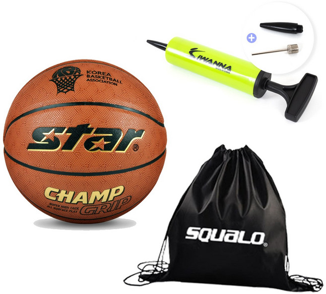 스타 농구공 챔프 그립 BB4657 7호 농구용품, 1개, BB4657(탄컬러) + SQ공가방 + 아이워너 펌프