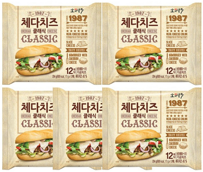 동원 체다치즈 클래식, 204g, 5개