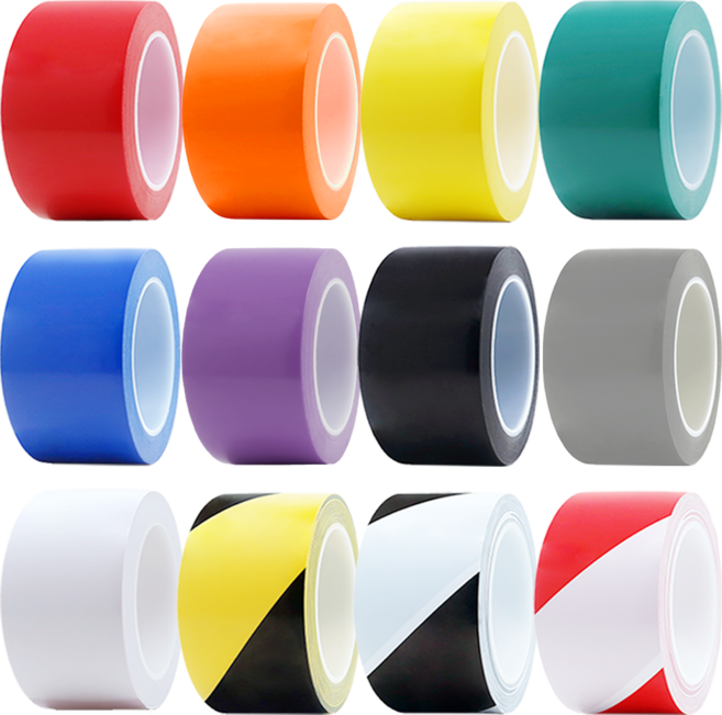 바닥 라인테이프 48mm X 30M PVC 12컬러 안전 경계 표시 동선 구획, 검정/흰색, 1개