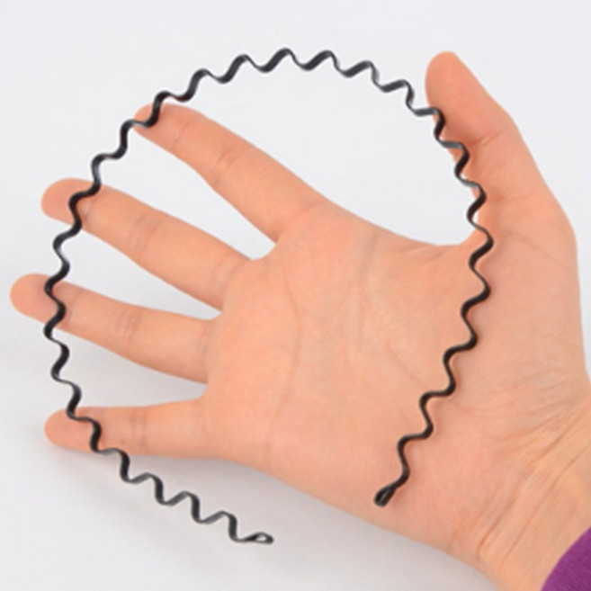 남성용 앞머리고정 얇은 머리띠 검정색 지그재그 철머리띠