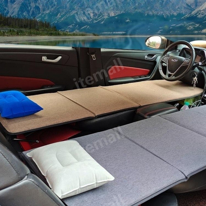 SUV 차박 평탄화 보드 1인용 매트 조수석 쏘렌토 카니발, 업그레이드그레이(길이165프리쿠션+베개)
