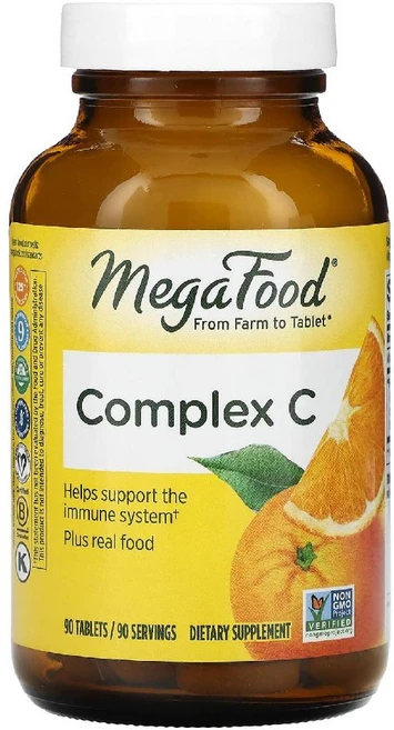 메가푸드 컴플렉스 C 비건 오가닉 오렌지 비타민C 250mg 90정, 1개, 기본 - 쿠팡
