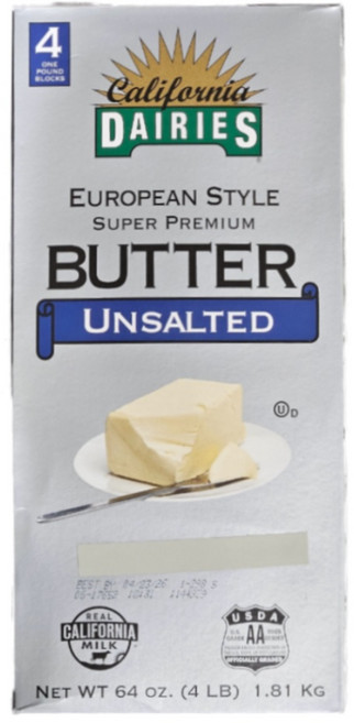california dairies 유러피언 무염버터 453g x 4 아이스포장, 1.81kg, 1개