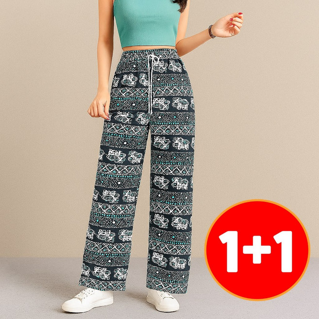 [1+1] 오해디랩 태국 코끼리 와이드 냉장고 바지 9부 쿨링 밴딩팬츠