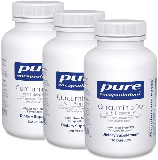 퓨어인캡슐레이션 커큐민 500 바이오페린 함유 캡슐 Pure Encapsulations Curcumin 500 with Bioperine, 3개, 120정 - 쿠팡