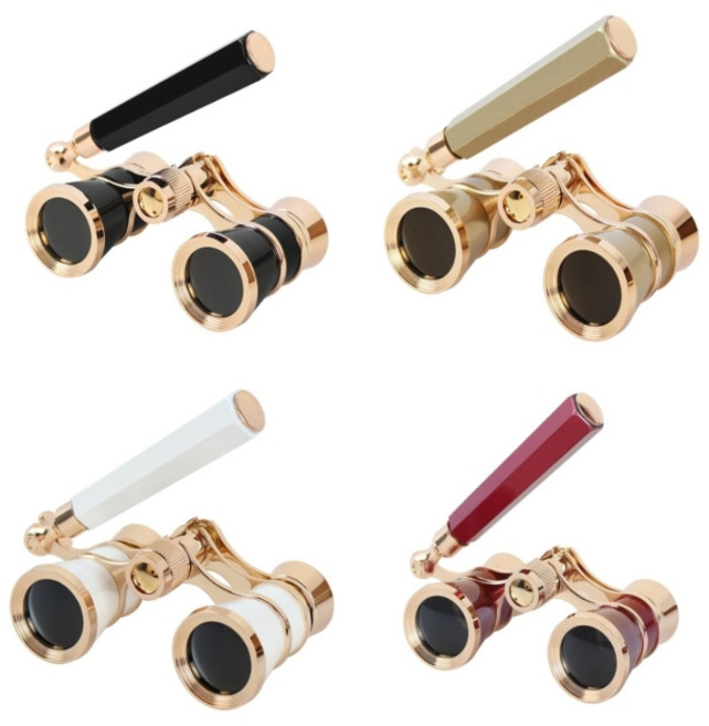 핸들형 오페라글라스 오페라 쌍안경 뮤지컬 아이돌 콘서트 공연 관람 망원경, 블랙, 목걸이형